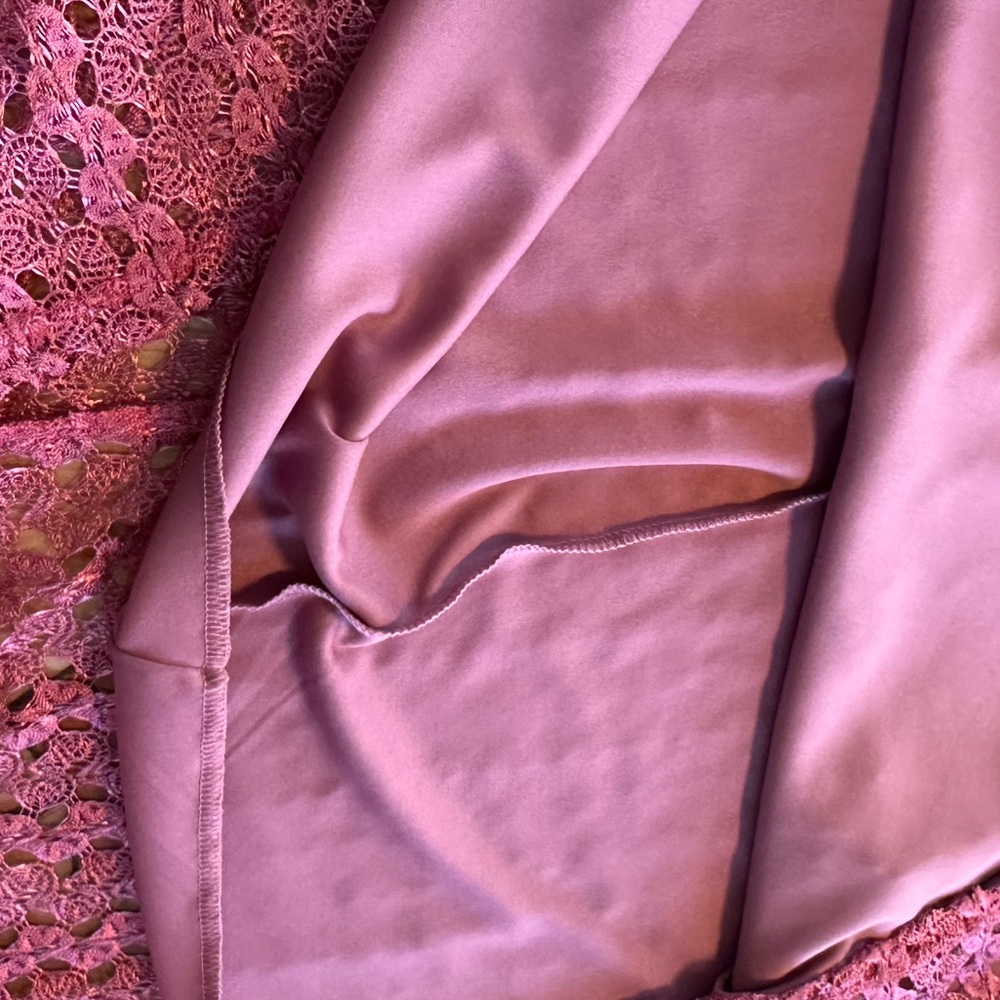 Ashley Blue Y2K Mauve Rosy Lace Maxi Skirt Deadstock NWT Made USA Vintage 2000s - Picture 11 of 13